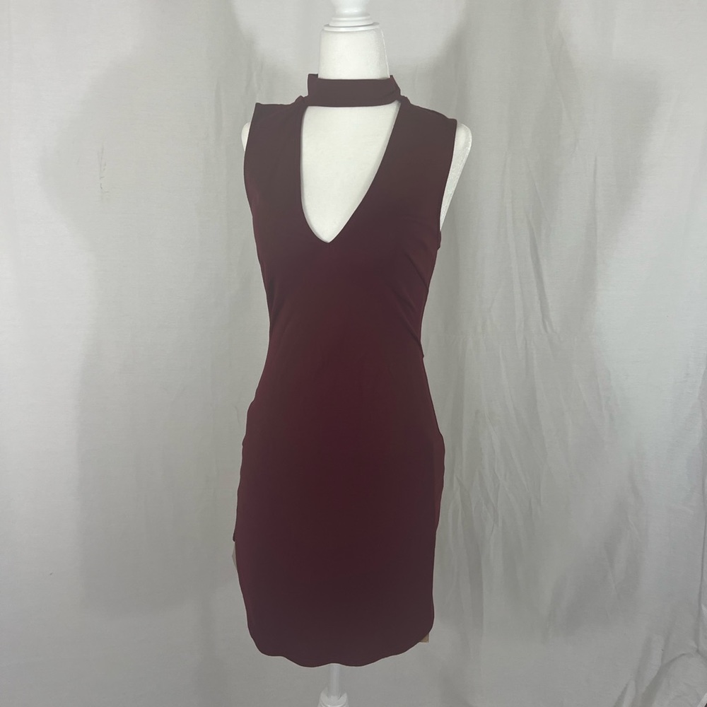 Wine colored body con dress